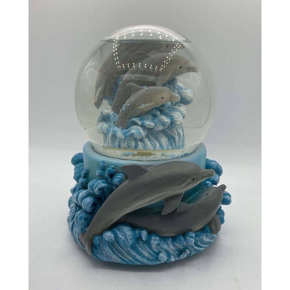 Vintage dolphin waves ocean waterglobe music box